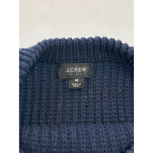 J. Crew Knit Sweater Womens M Crew Neck Cotton Navy White Striped - Picture 9 of 12